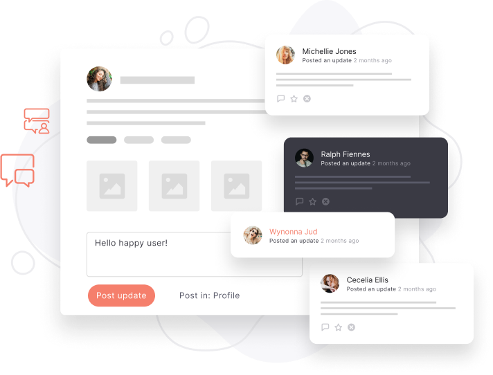 BuddyBuilder activity news feed built with Elementor