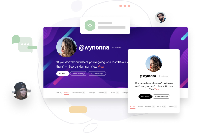 BuddyBuilder member profile page designed in Elementor
