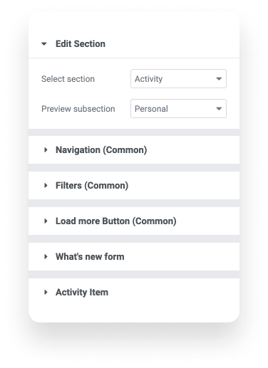 BuddyBuilder editing panel inside the Elementor builder