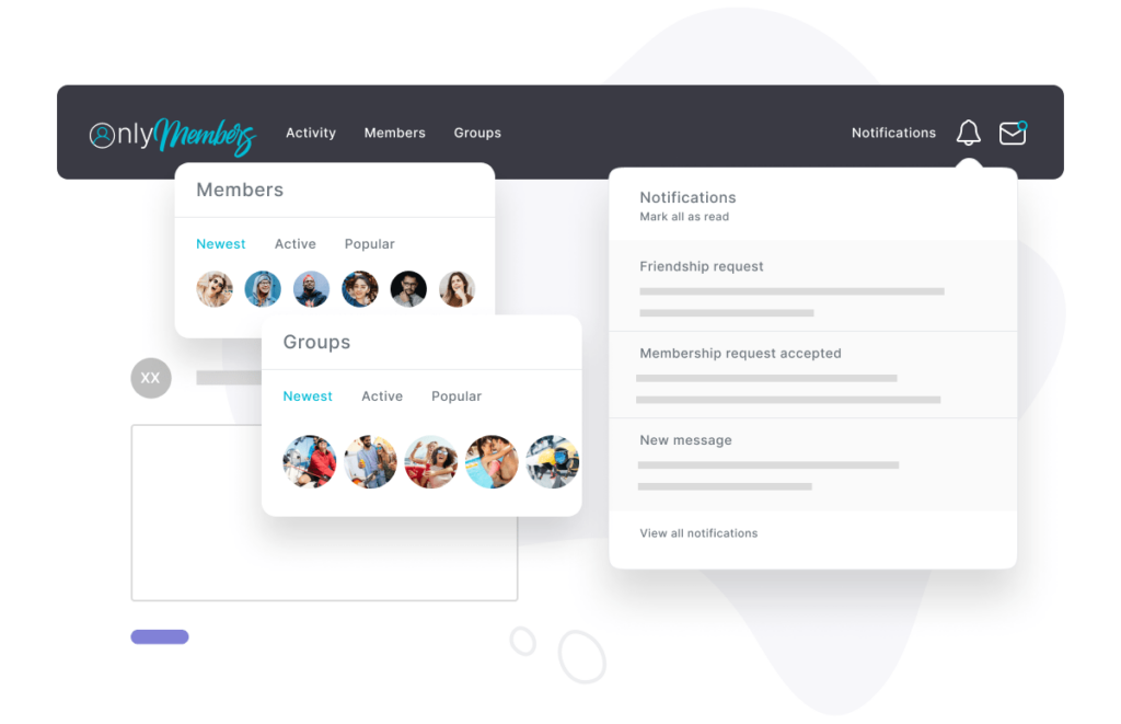 BuddyBuilder Pro premium widgets — notifications, messaging and tabs